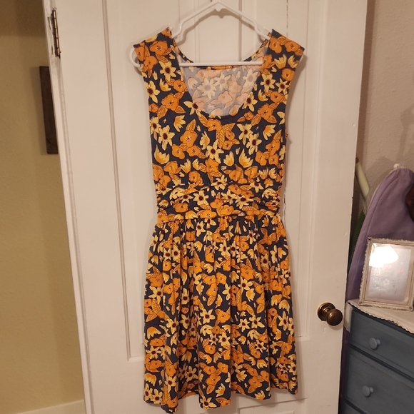 Mata Traders Dresses & Skirts - Mata Traders Floral Sleeveless Dress - Yellow and Blue
